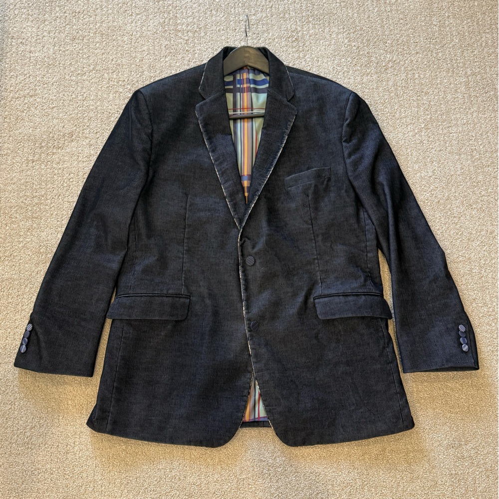 Robert Graham Navy Corduroy Men's Blazer, Size 48L